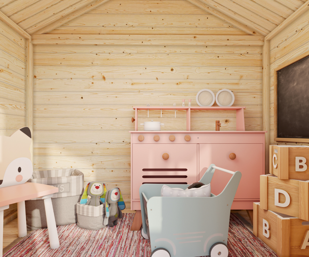 Laste mängumaja Toby terrassiga, sobib liumäe ja lisamoodulitega