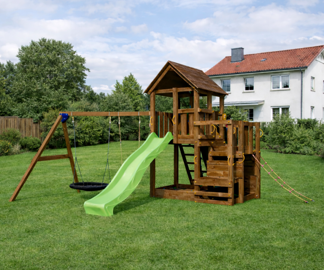 Mänguväljak Penthouse + kiigemoodul Swing (immutatud) koduhoovis