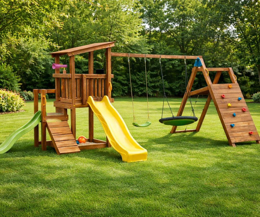 Mänguväljak Cascade + ronimismoodul Challenger (immutatud) liumäega