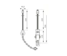 Kiigeklambri turvakett 220mm + turvapolt 220cm (roostevaba), KBT