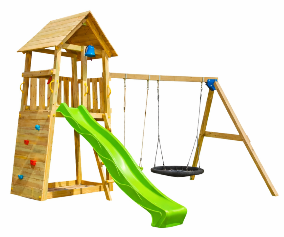 Mänguväljak Belvedere + kiigemoodul Swing (naturaalne) pesakiigega