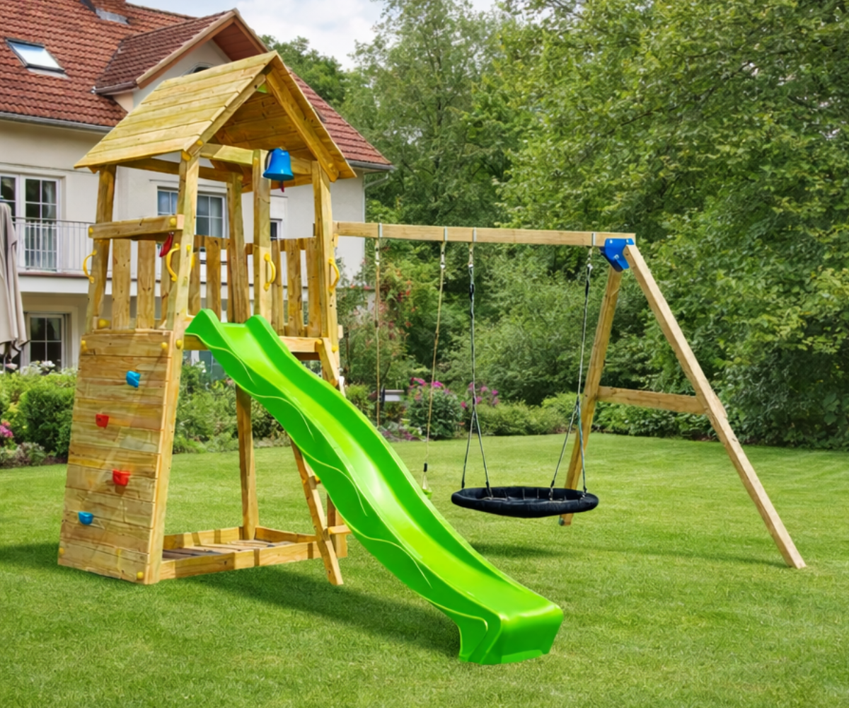 Mänguväljak Belvedere + kiigemoodul Swing (naturaalne) koduhoovis