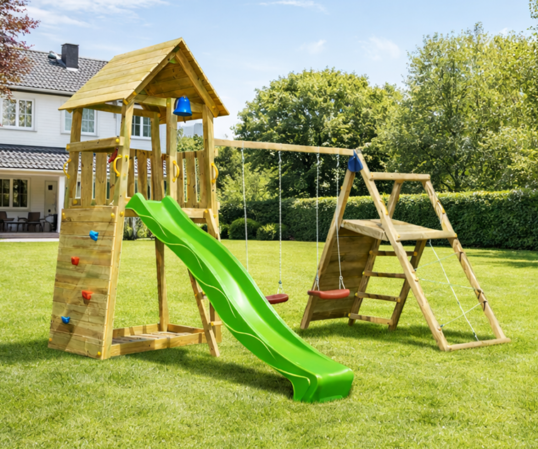 Mänguväljak Belvedere + ronimismoodul Challenger (naturaalne) koduhoovis