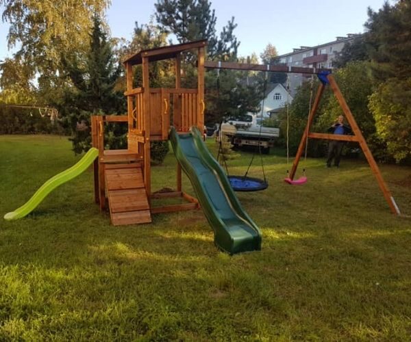 Mänguväljak Cascade + kiigemoodul Swing (pruun immutus)