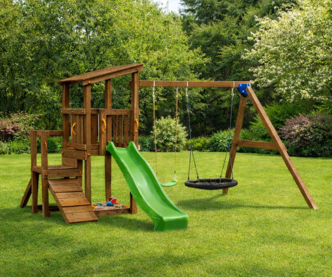 Mänguväljak Cascade + kiigemoodul Swing (immutatud) koduhoovis