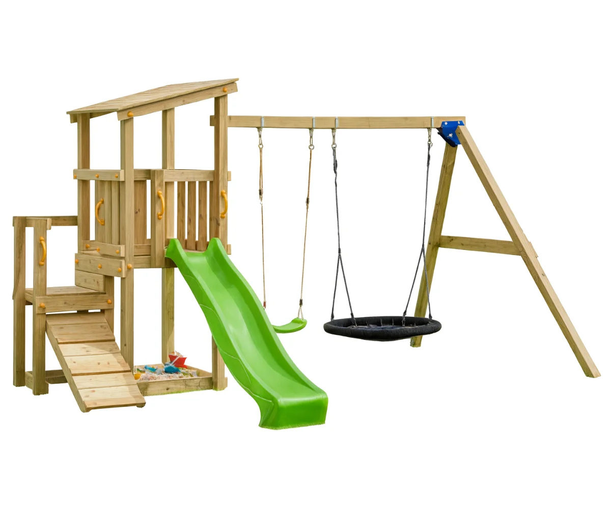 Mänguväljak Cascade + kiigemoodul Swing (naturaalne) pesakiigega