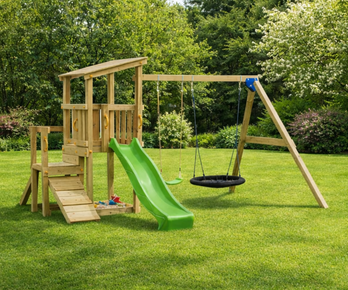 Mänguväljak Cascade + kiigemoodul Swing (naturaalne) kiigeistmega