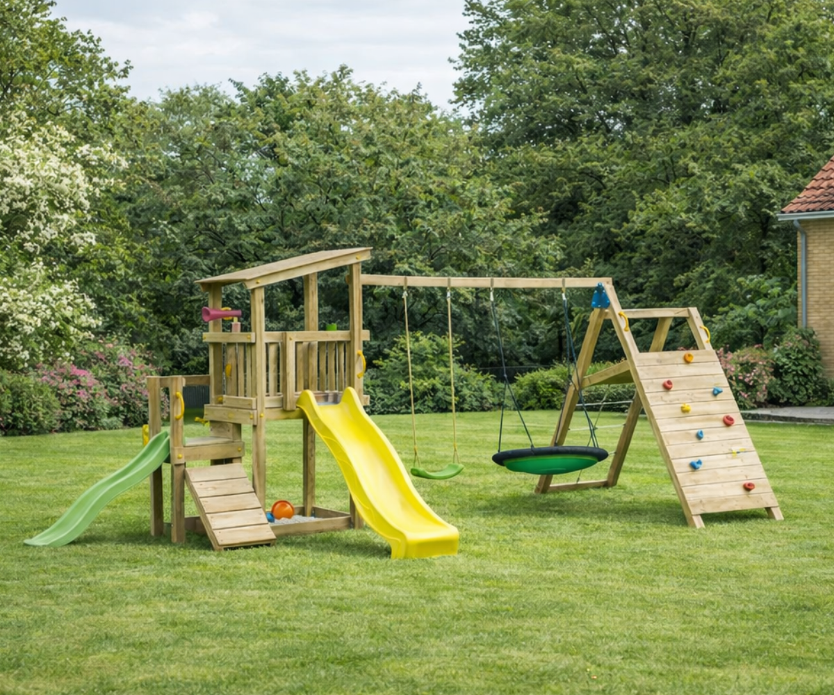 Mänguväljak Cascade + ronimismoodul Challenger (naturaalne) koduhoovis