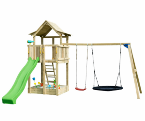 Mänguväljak Pagoda + kiigemoodul Swing (naturaalne) pesakiigega