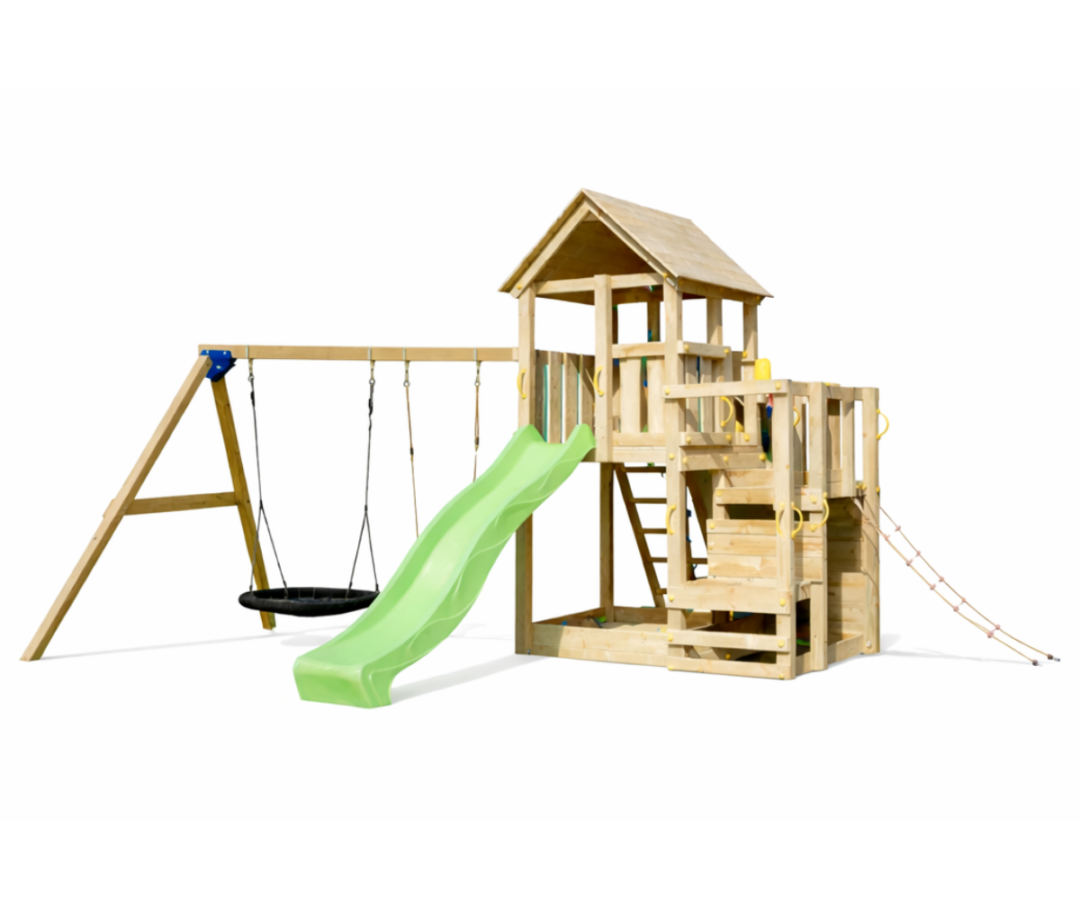 Mänguväljak Penthouse + kiigemoodul Swing (naturaalne) pesakiigega