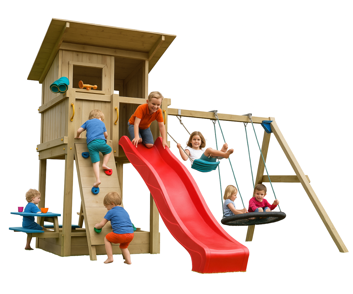 Mänguväljak Beach Hut + kiigemoodul Swing (naturaalne)