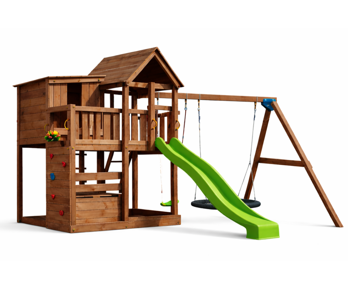 Mänguväljak Palazzo + kiigemoodul Swing (immutatud) pesakiigega