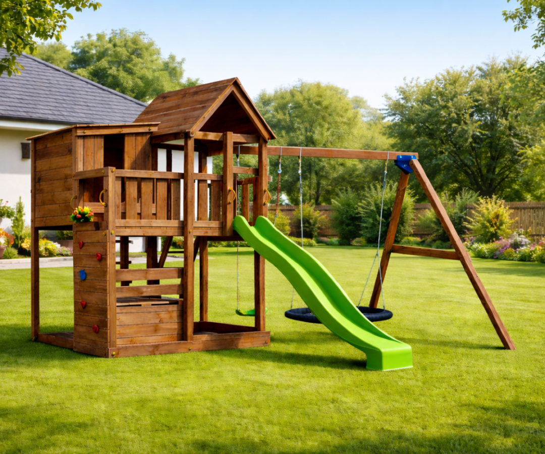 Mänguväljak Palazzo + kiigemoodul Swing (immutatud) koduhoovis