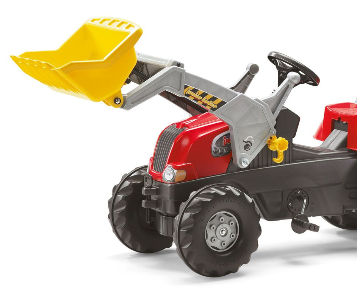 Pedaalidega laste traktor esikopa ja haagisega, sobib vanusele 3–6 aastat.