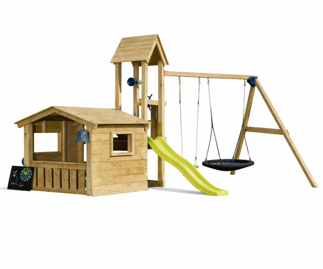 Mänguväljak Lookout + kiigemoodul Swing (naturaalne) pesakiigega