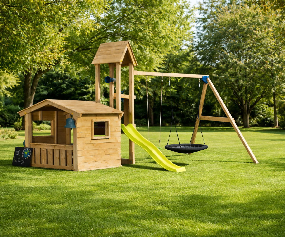 Mänguväljak Lookout + kiigemoodul Swing (naturaalne) liumäega