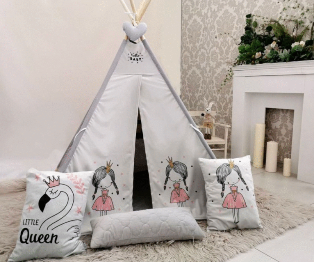 Roosades toonides velvetist tipi telk südamekujulise padjaga