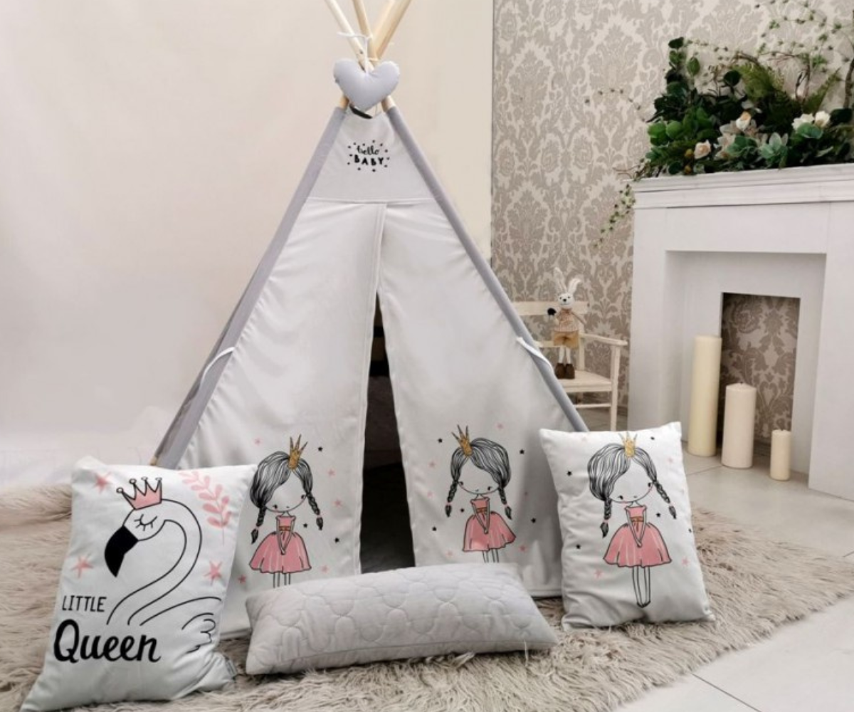 Roosades toonides velvetist tipi telk südamekujulise padjaga