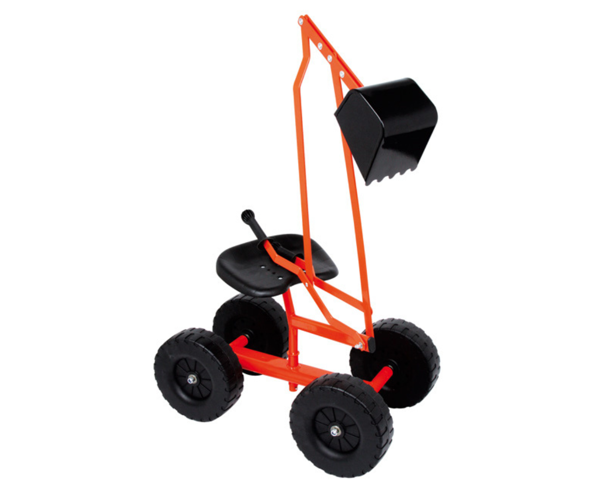 Ratastega mänguekskavaator aeda või liivakasti aktiivseks õuemänguks