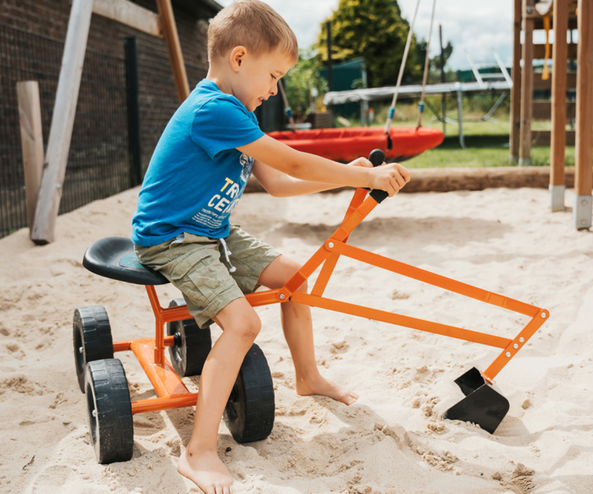 Pööratav laste ekskavaator kahe kangiga juhitava kopaga