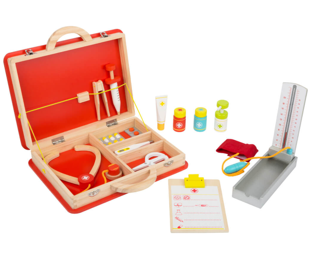 Vererõhumõõtja, stetoskoop ja termomeeter arstimängu komplektist