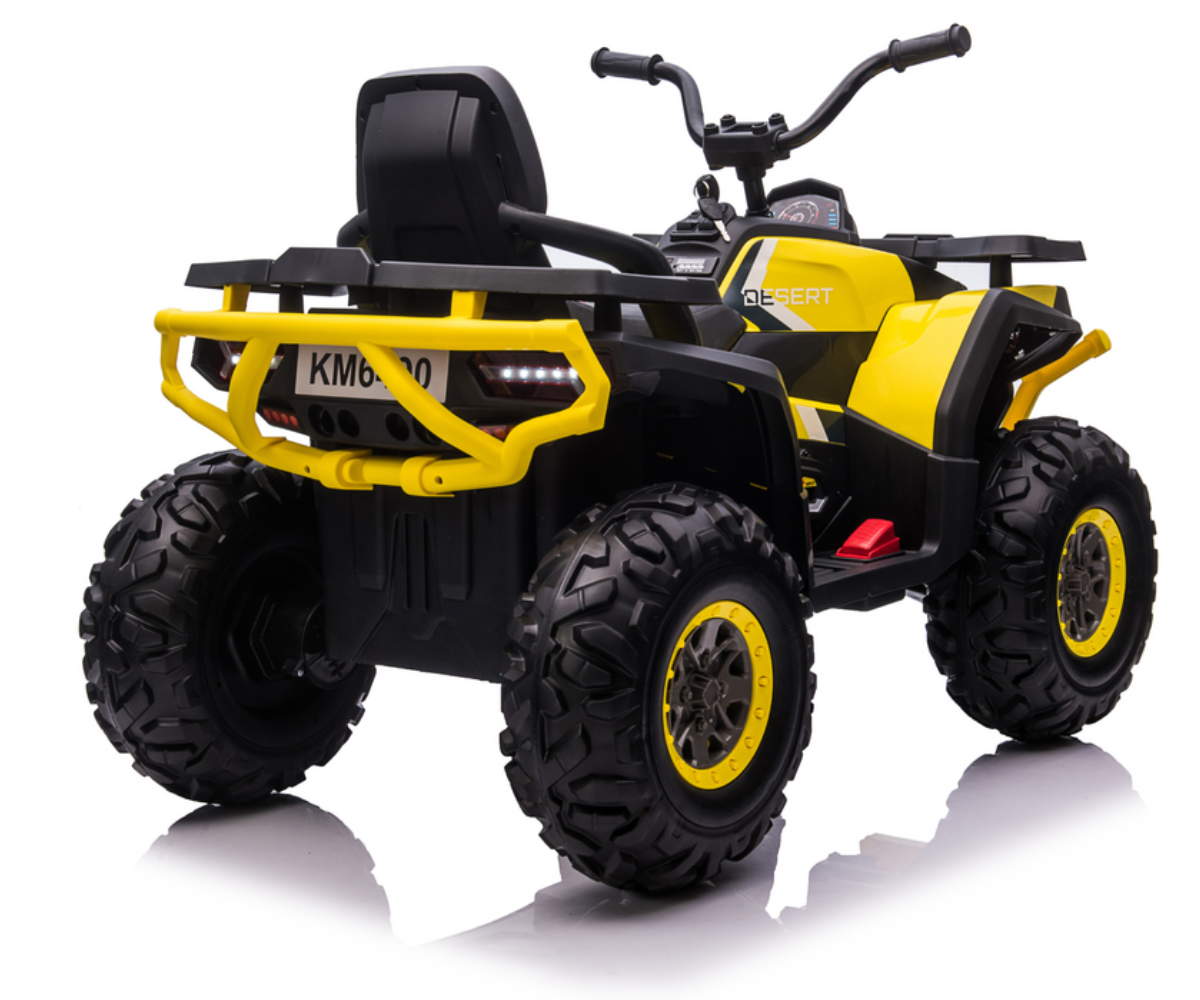 Esivaade kollasest laste ATV-st XMX607 – LED-esituled ja massiivne kere