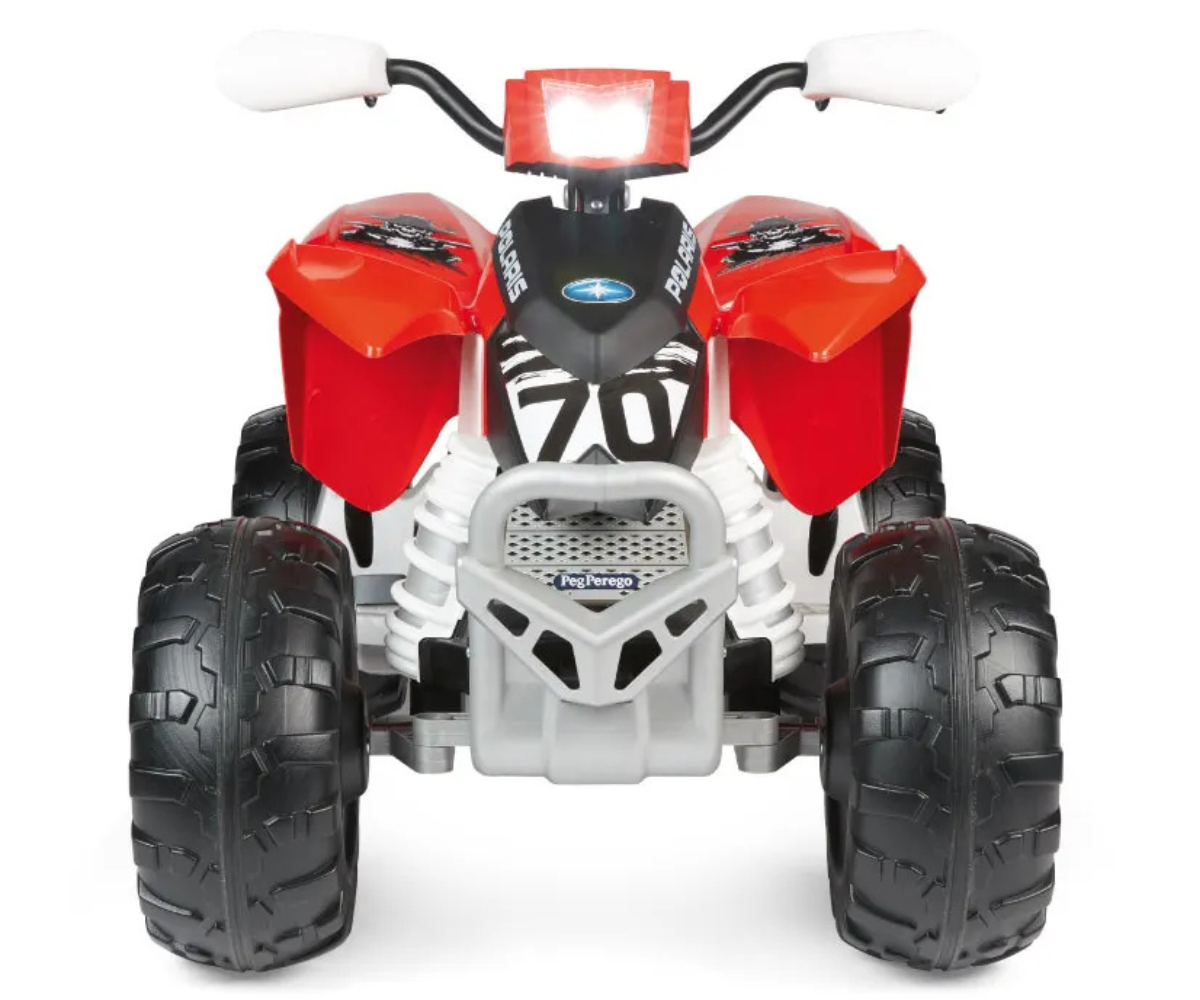 Punane Peg Perego Polaris Outlaw ATV lapsele – vaade eestvaates