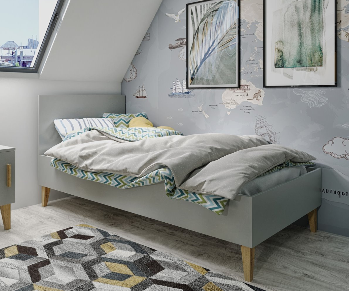Lastevoodi KUBI 80x180cm puidust jalgadel - hall