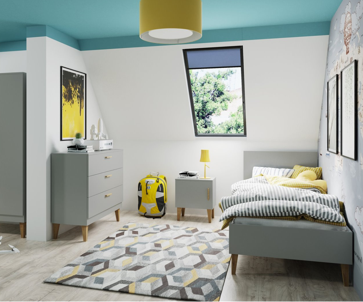 Lastevoodi KUBI 80x180cm puidust jalgadel - hall