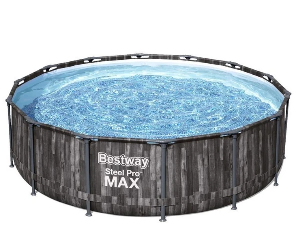 Välibassein 'Bestway Steel Pro Max' ø427x107cm kassettfilterpumba, katte ja redeliga, tumehall