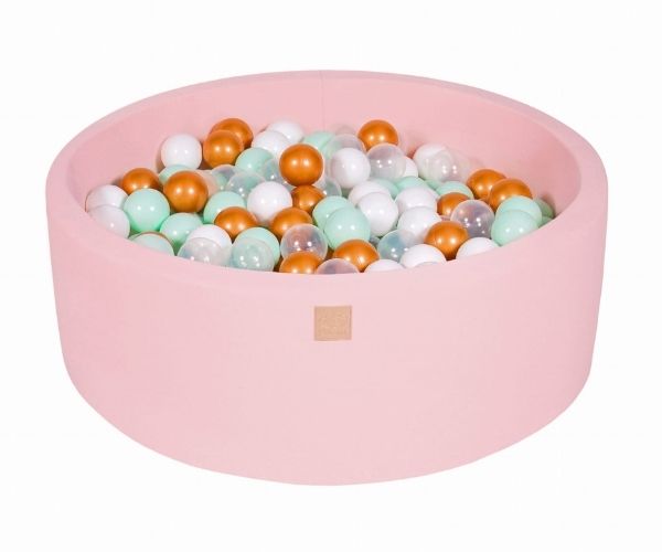 Pallimeri ümmargune Meow 90/30cm + 200 palli (roosa-kuldne mix)