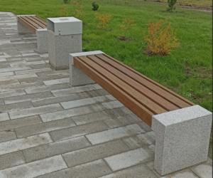 pargipink seljatoeta ja betoonist jalgadel, puidust osa troopilisest lehtpuust