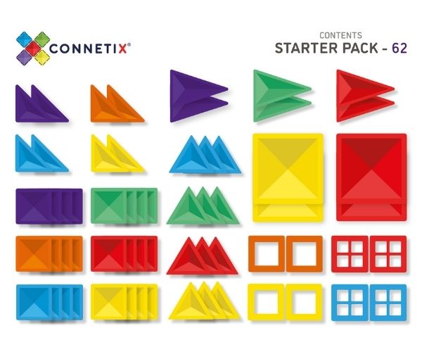Connetix magnetklotsid 62-osaline Rainbow Starter Pack