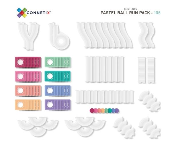 Connetix magnetklotsid 106-osaline Ball Run Pastel (laienduspakk)