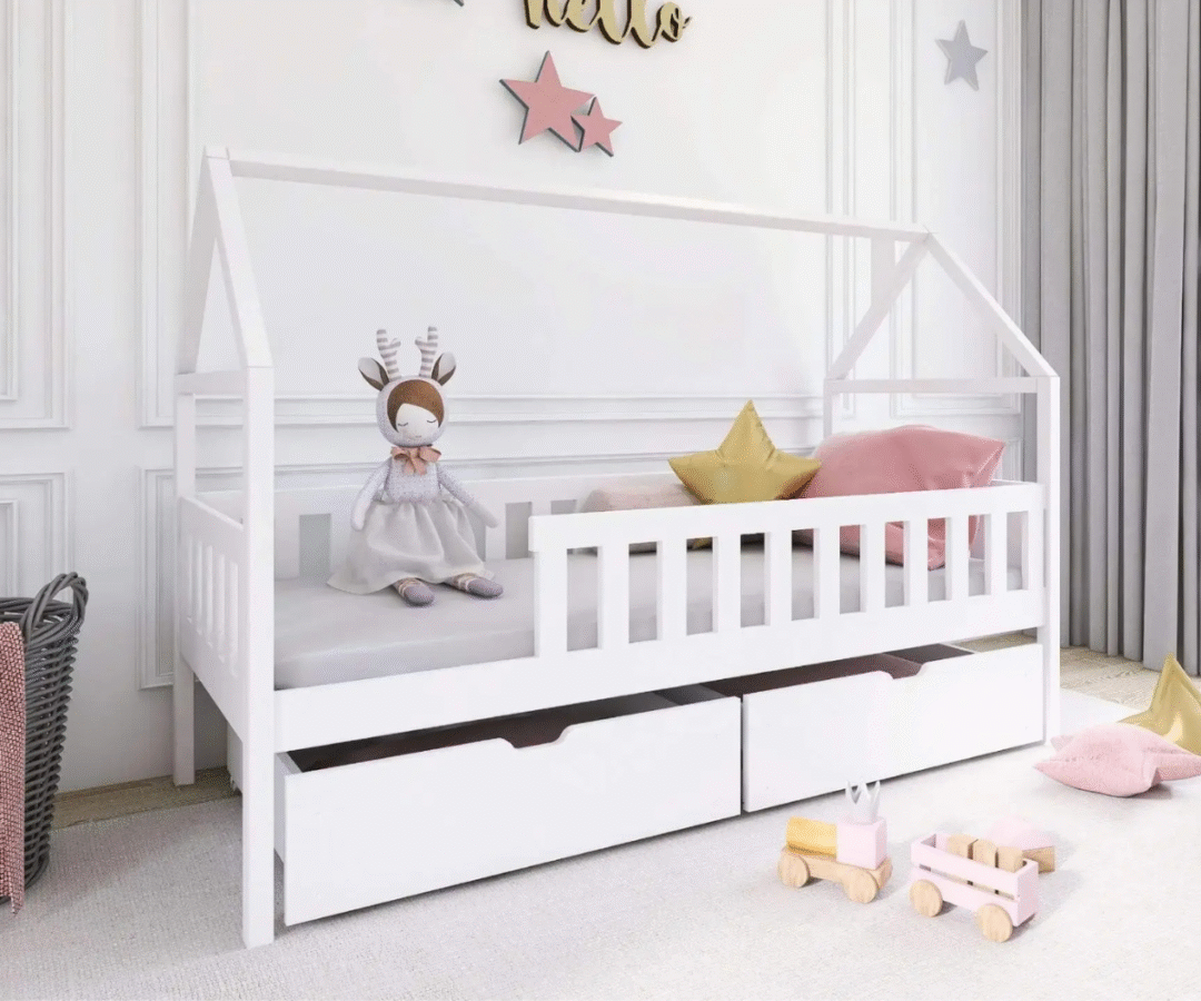 Laste majavoodi sahtlitega Domi 80x160cm valge