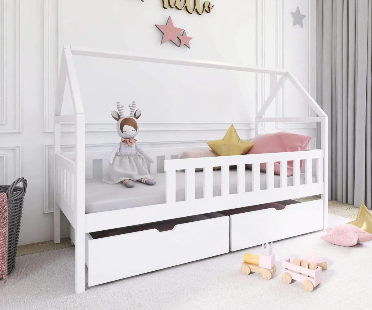 Laste majavoodi sahtlitega Domi 80x160cm valge 2