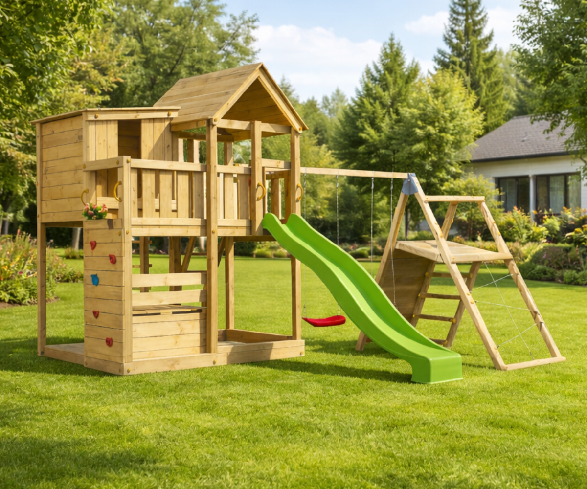 Mänguväljak Palazzo + ronimismoodul Challenger (naturaalne) koduhoovis