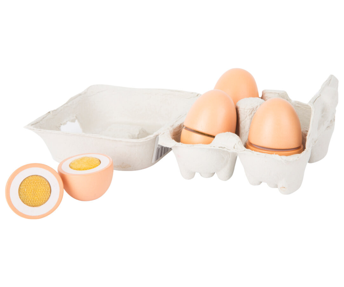 Small foot puidust munade komplekt realistlikuks köögimänguks