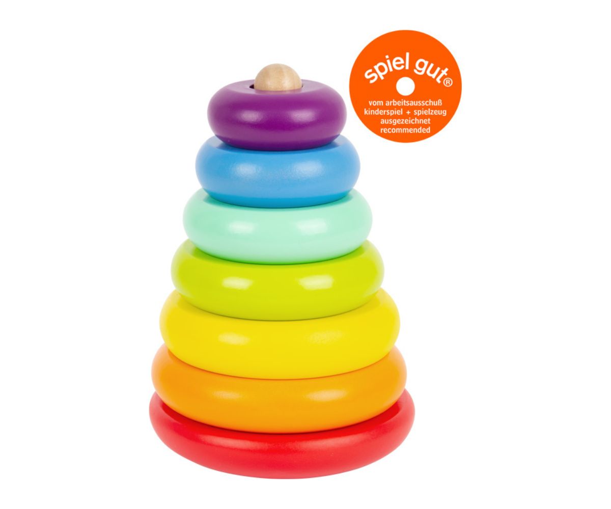 Puidust vikerkaarevärviline ladumistorn