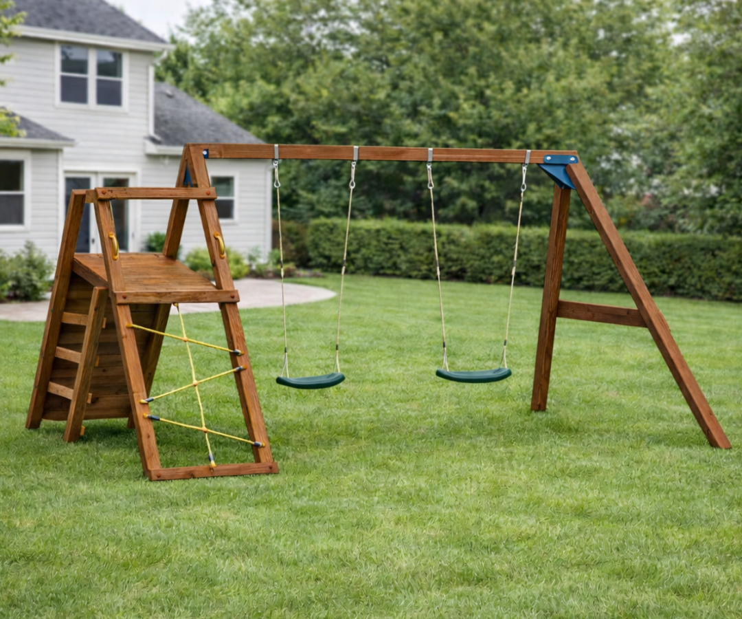 Mänguväljak Challenger + kiigemoodul Swing 270cm (immutatud) koduhoovis