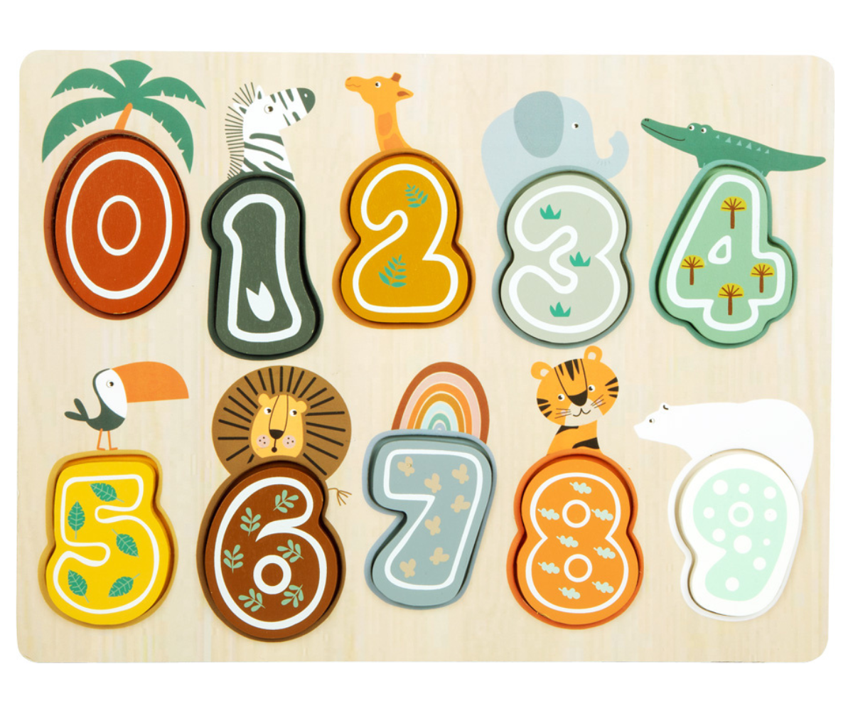 Safari puidust numbripusle peenmotoorika ja loendamise arendamiseks