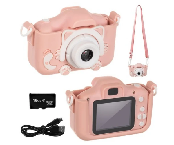 Laste digitaalne fotoaparaat, roosa