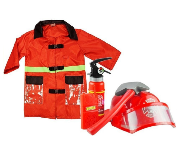 Laste tuletõrjuja kostüüm (jakk,kiiver jne), alates 3-aastastele