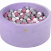 Pallimeri ümmargune Meow 90/40cm helelilla velvet + 300 palli (hall-roosa mix)