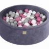 Pallimeri ümmargune hallikas sinine velvet Meow 90/30cm + 200 palli (roosa mix)