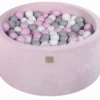 Pallimeri ümmargune Meow 90/40cm heleroosa velvet + 300 palli (hall-roosa mix)