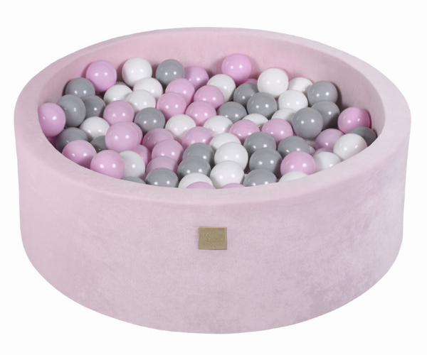 Pallimeri ümmargune heleroosa velvet Meow 90/30cm + 200 palli (roosa mix)