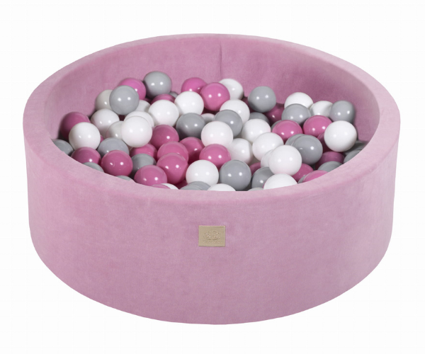 Pallimeri ümmargune tumeroosa velvet Meow 90/30cm + 200 palli (roosa-hall mix)