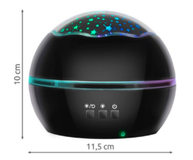 Öölamp tähe- ja veealuse maailma projektoriga, must