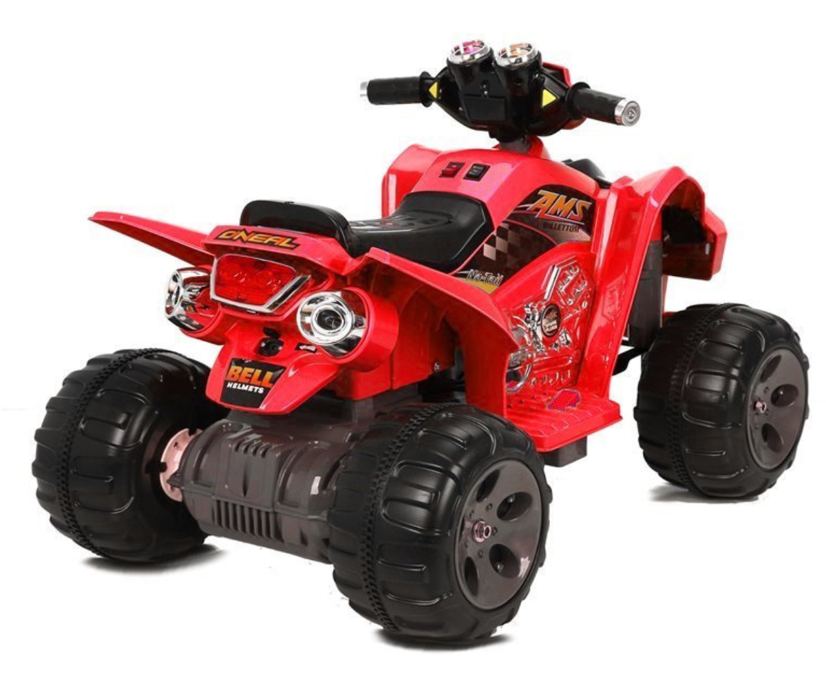 Punane Medium Quad ATV – plastikrattad kummiribaga vaikseks sõiduks